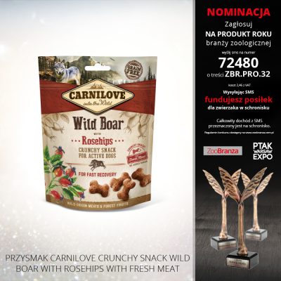 PRZYSMAK CARNILOVE CRUNCHY SNACK WILD BOAR WITH ROSEHIPS WITH FRESH MEAT